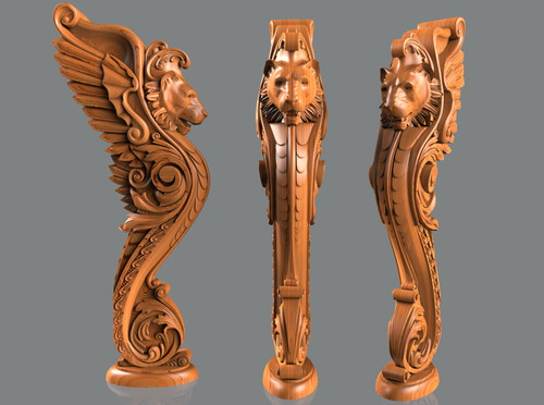 استارت بزرگ نرده چوبی راه پله شیر رنگ شده کد 105