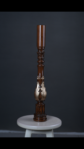 پایه چوبی نرده راه پله منبت رنگ شده سوراخدار( میلترانسخور ) کد 048