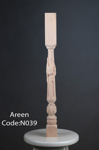 پایه نرده چوبی راه پله منبت خام سوراخدار ( میلترانسخور )کد039